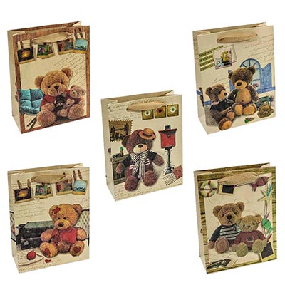 Пакет бум подар Крафт Мишки микс 18х23