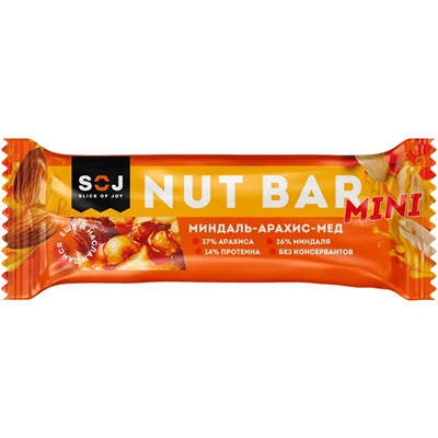 Батончик NUT BAR миндаль арахис мед 30гр