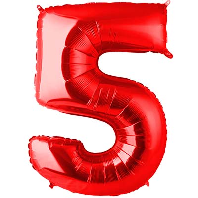 Шар цифра "5", 101см Red Италия