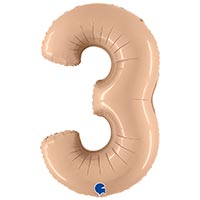 Шар цифра "3" 101см, Нюдовый Сатин