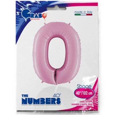 Шар цифра "0", 101см Пастель Pink