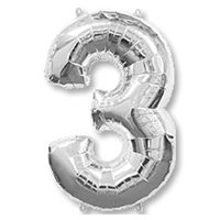Шарик цифра "3", 101см Silver