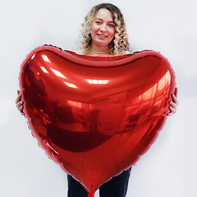 Шар СЕРДЦЕ 91см Металлик Red
