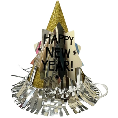 Колпак мини HNY с бахромой блеск асс