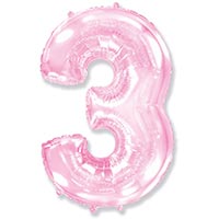 Шарик цифра "3", 101см Pink