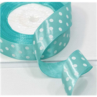 Лента атлас горох 25ммх23м бирюзовая