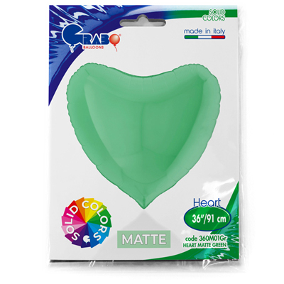 Шар СЕРДЦЕ 91см Пастель Matte Green