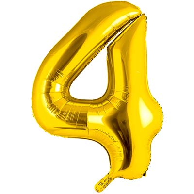 Шар цифра "4", 101см Gold