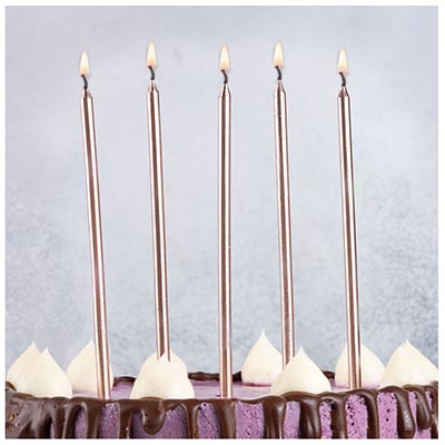 Свечи д/торта Роз Зол с подст 12шт 13см
