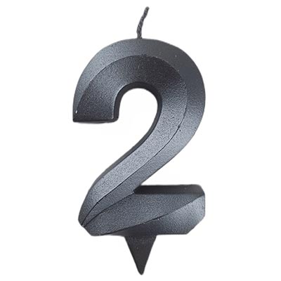 Свеча-цифра "2" Грань черный жемчуг 7см