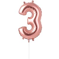 Шар цифра "3" 40см RoseGold под воздух