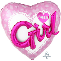 Шар ДЖАМБО Baby Girl сердце розовое