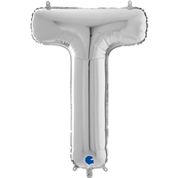 Шар буква "Т", 66см Silver