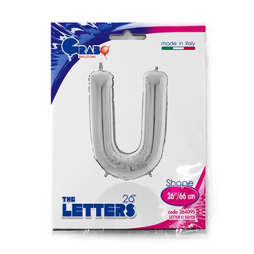 Шарики из фольги Шар буква "U", 66см Silver