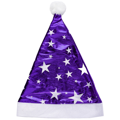 Колпак Санты Звезды фиолетовый текстиль