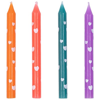 Свечи для торта Сердца, 12 штук