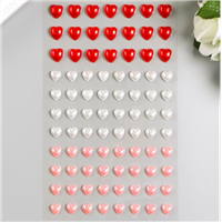 Стразы самоклеящиеся Сердца 3 цвета