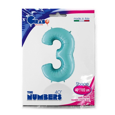 Шар цифра "3", 101см Пастель Blue
