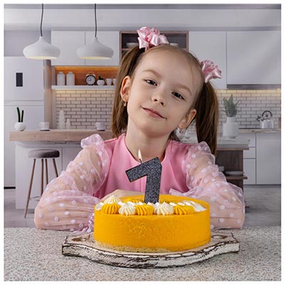 Свечи-цифры Свеча цифра "7" Черная Глиттер, 8 см