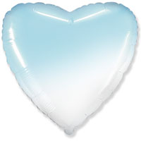 Шарик Сердце бис 45см Градиент голубой