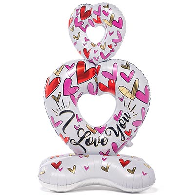 Валентинов День Шар фигура напольная Сердца белые ILY 1208-0793