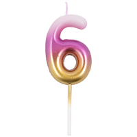 Свеча -цифра "6" Омбре розов/золот 6см