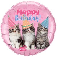 Шарик 45см Happy Birthday Котята