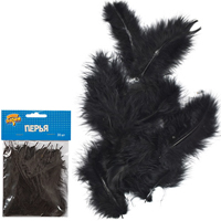 Перья декоративные Черные 10см 30шт