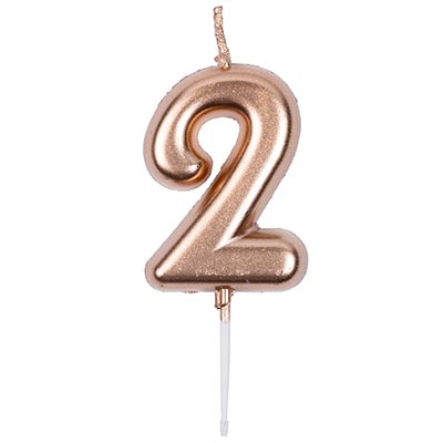 Свеча -цифра "2" Розовое золото 4,5см