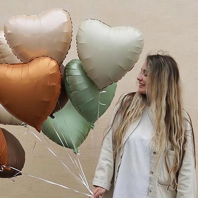 Шар 45см Сердце Нюдовый Сатин