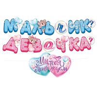 Гирлянда Мальчик или девочка? сердца 3м