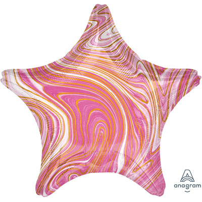 Шарики из фольги Шар 45см Звезда Мрамор Pink