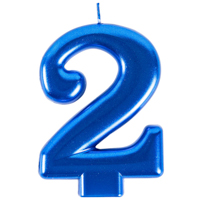 Свеча -цифра "2" Синяя, 8 см