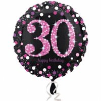 Шар 45см HB Sparkling Birthday 30 pink