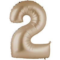 Шар цифра "2" 101см, кремовый Сатин