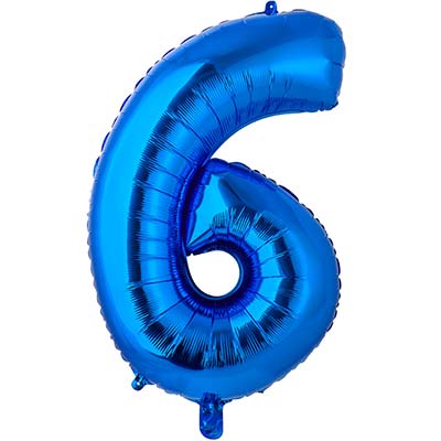 Шар цифра "6", 66см Blue