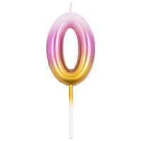 Свеча -цифра "0" Омбре розов/золот 6см