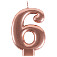 Свеча -цифра "6" Розовое золото, 8 см