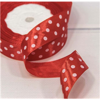 Лента атлас горох 25ммх23м красная
