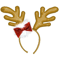 Ободок Рога оленя с бантом с пайетками