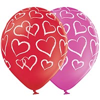 Шары 36см Сердца мел