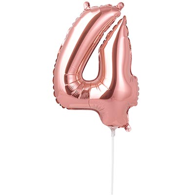 Шар цифра "4" 40см RoseGold под воздух