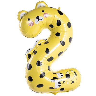 Шар цифра "2" 96см Зоопарк Леопард