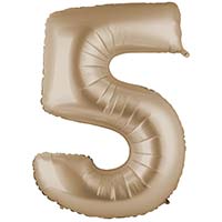 Шар цифра "5" 101см, кремовый Сатин