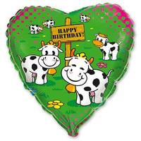 Шарик 45см Happy Birthday Коровы