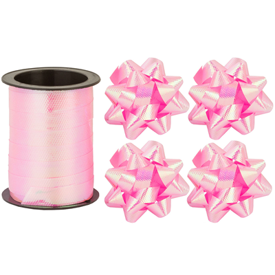 Банты звезды+Лента розовая фактурная