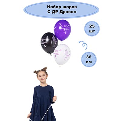 Шары 36см С днем рождения Дракон