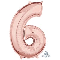 Шар фигура цифра "6", 66см Rose Gold
