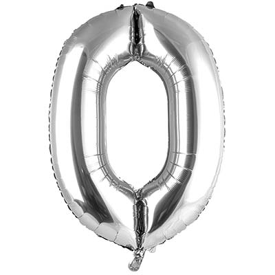 Шар цифра "0", 101см Silver