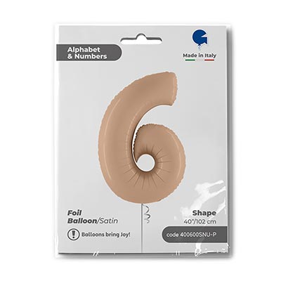 Шар цифра "6", "9", 101см, Нюдовый Сатин
